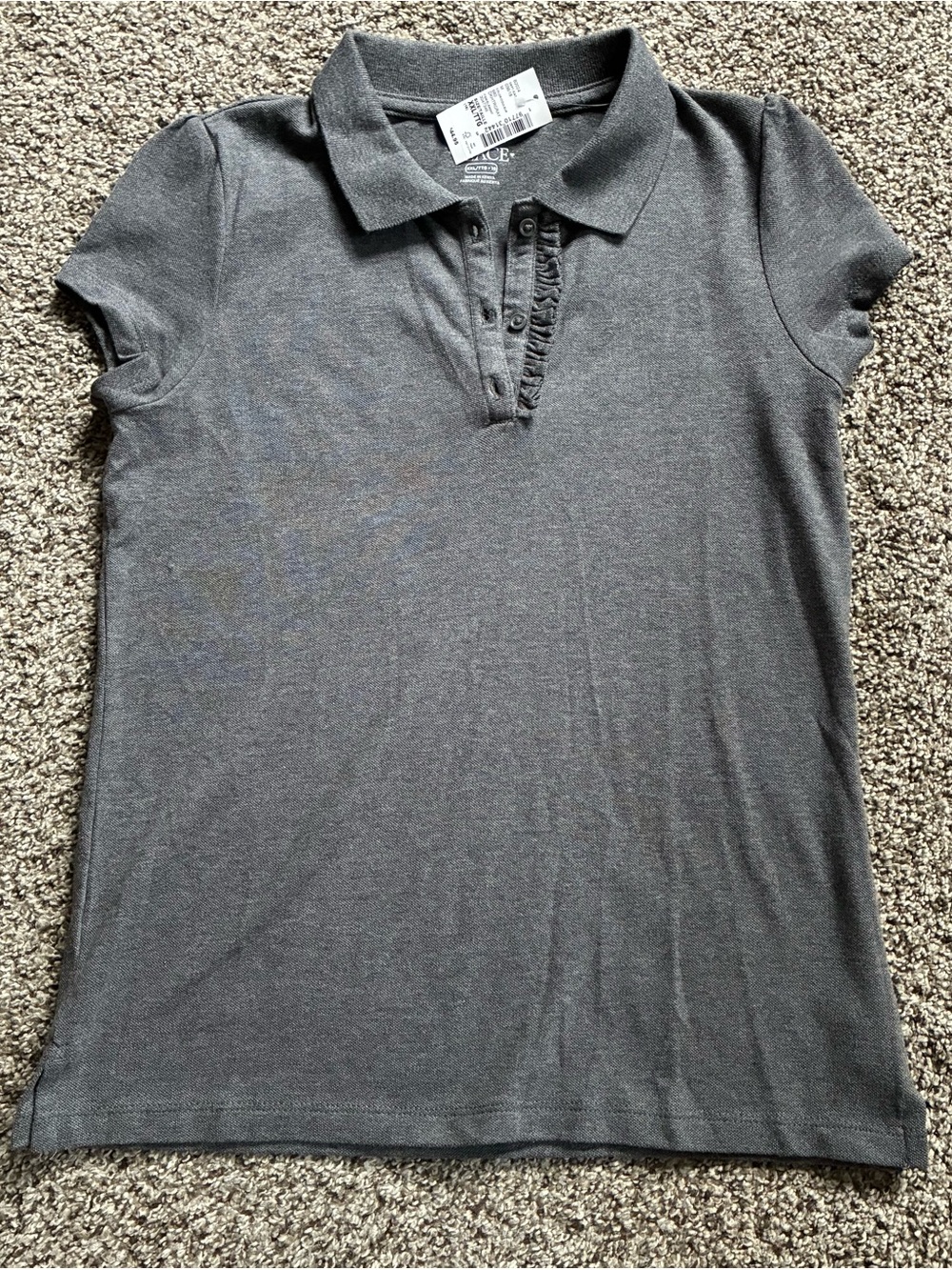 🎉 4/$25 NWT $44.95 The Children's Place Dark Gray Short-Sleeve Polo Tee